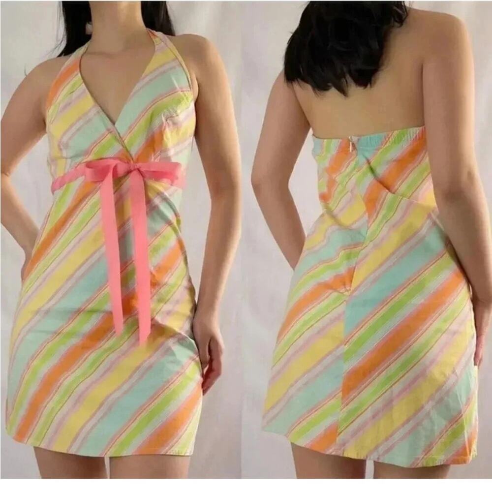 Charlotte Russe Multicolor Striped Halter Dress